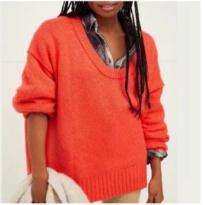 Free People Brookside Tunic Sweater
Scoop Neck Oversized Orange, Large